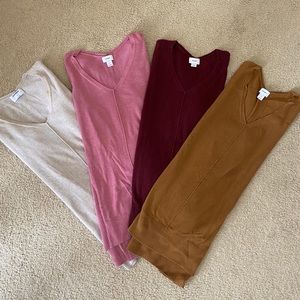 Long Sleeve V- Neck Sweaters